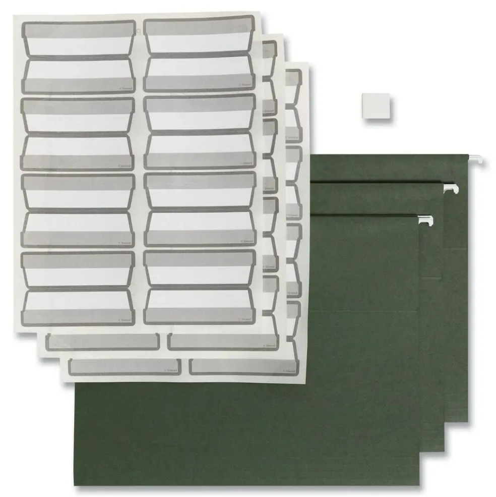 Smead 100 Percent Recycled Letter Size Hanging File Folders with ProTab Kit - Standard Green (1-Kit)