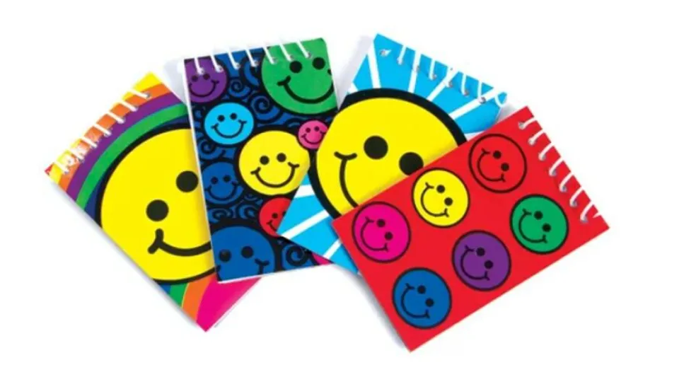 Smiley Face Mini Notepads, Assorted Designs, Classroom Rewards & Party Favors, 12 Packs