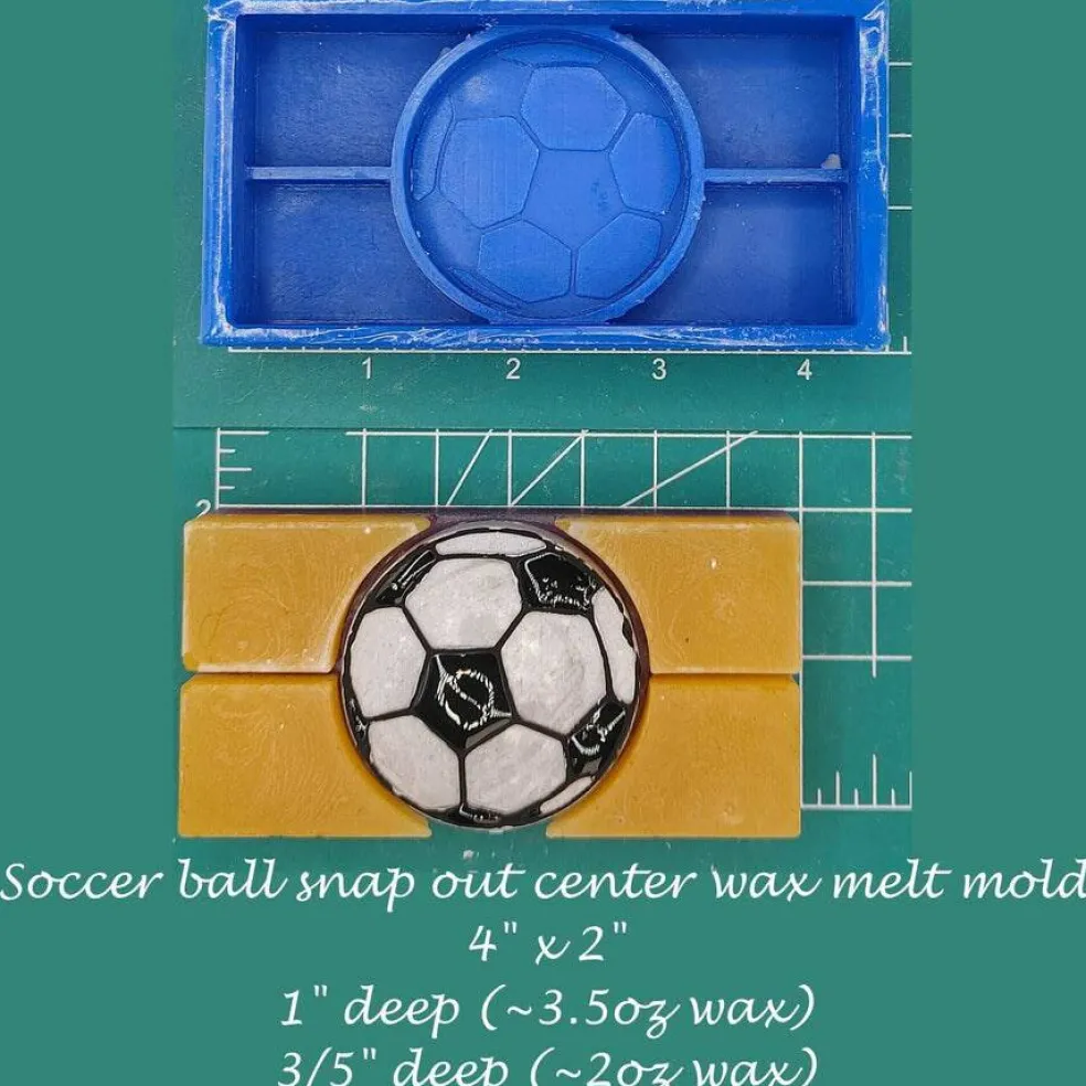 Soccer Ball Snap Out Center Wax Melt Snap Bar Silicone Mold