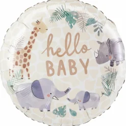 17" Soft Jungle Hello Baby Foil Balloon