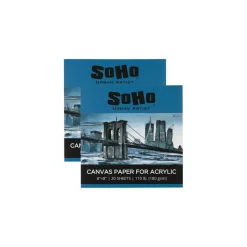 SoHo Urban Artist Acrylic Canvas Pads - Textured Canvas Paper Pad for Painting, Drawing, Pastels, Travel, & More! - [2-Pack - 8x8"]