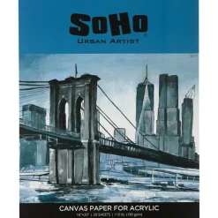 SoHo Urban Artist Acrylic Canvas Pads - Textured Canvas Paper Pad for Painting, Drawing, Pastels, Travel, & More! - [Single - 16x20"]