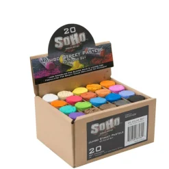 Soho Urban Artist Jumbo Sidewalk Chalk, Street Pastel Set - for Pavement, Sidewalks, Concrete, or Brick with Rich Pigments, Bright, Smooth and Durable - 20 Unique Assorted Colors