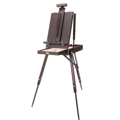 SoHo Urban Artist Lightweight Mahogany French Easel - Portable Pochade Box with Wood Artist Box, 12x16 Supplies Drawer, Nylon Strap, Palette, Holds Canvas Up to 32 Inches, 9 lbs