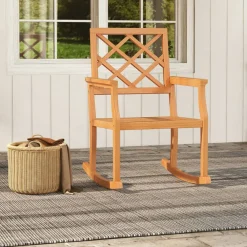 Solid Teak Wood Outdoor Rocking Chair – Oversized Porch Rocker with Ergonomic Design
