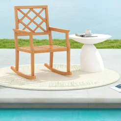 Solid Teak Wood Outdoor Rocking Chair – Oversized Porch Rocker with Ergonomic Design
