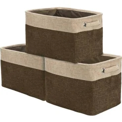 Sorbus 11" Brown Twill Storage Baskets, 3ct.