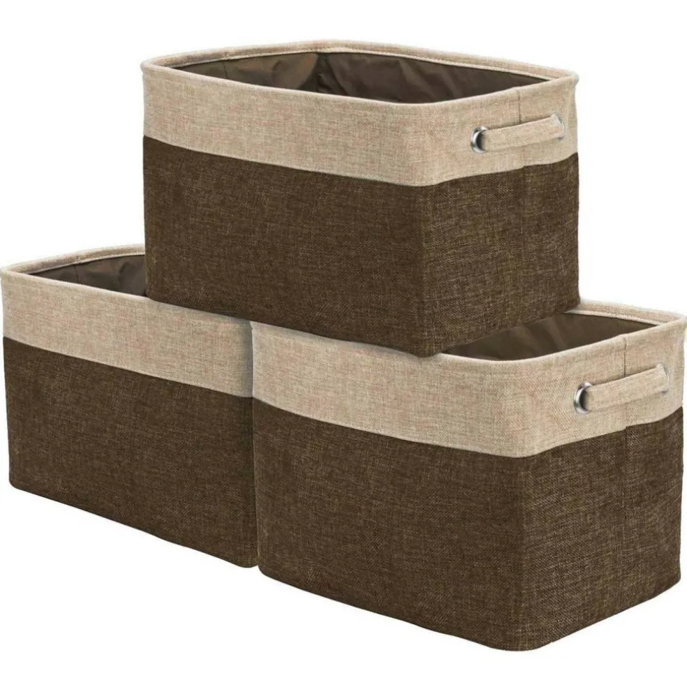 Sorbus 11" Brown Twill Storage Baskets, 3ct.