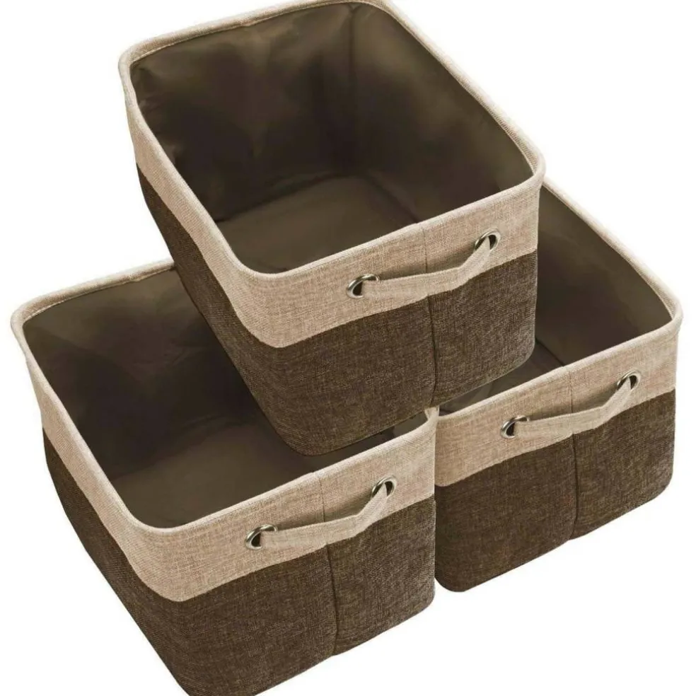 Sorbus 11" Brown Twill Storage Baskets, 3ct.