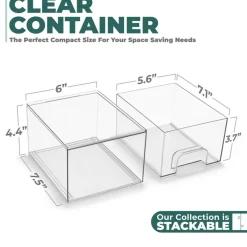 Sorbus Clear Stackable Pull-Out Storage Organizer Bins for Baby Bottles, Bathroom, Kitchen and More