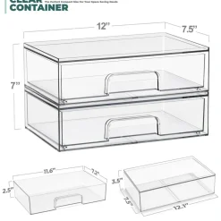 Sorbus Clear Stackable Pull-Out Storage Organizer Bins for Baby Bottles, Bathroom, Kitchen and More