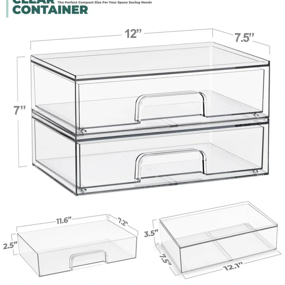 Sorbus Clear Stackable Pull-Out Storage Organizer Bins for Baby Bottles, Bathroom, Kitchen and More