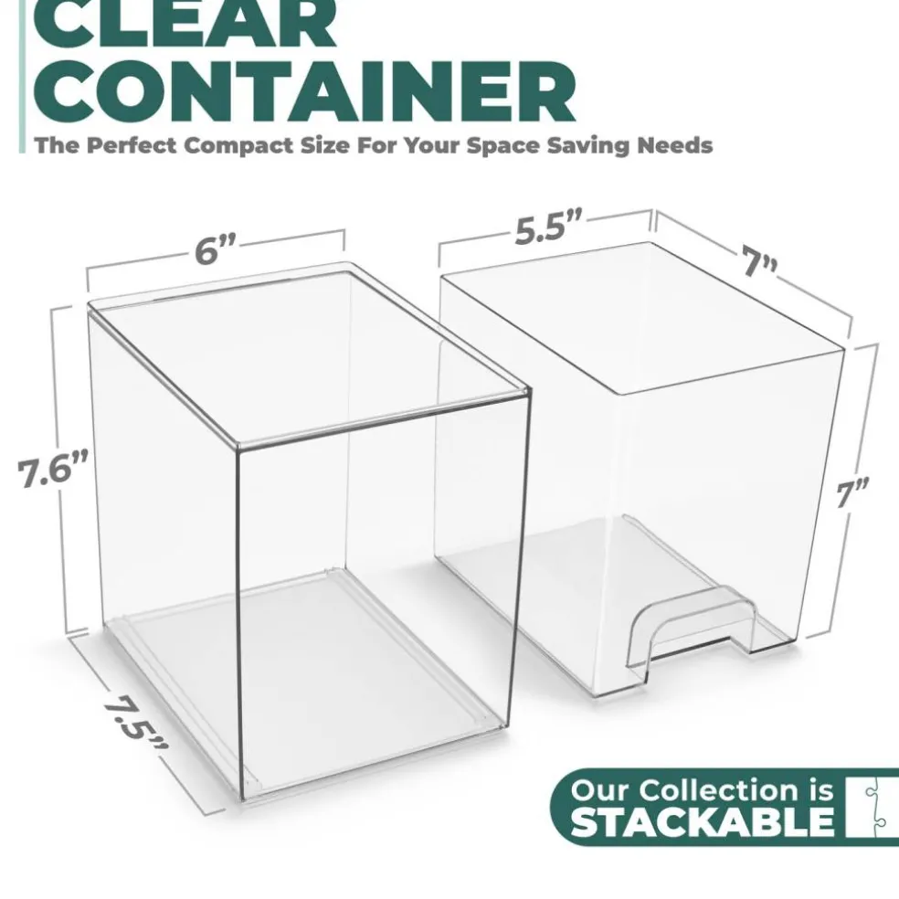 Sorbus Clear Stackable Pull-Out Storage Organizer Bins for Baby Bottles, Bathroom, Kitchen and More