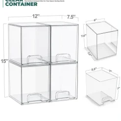 Sorbus Clear Stackable Pull-Out Storage Organizer Bins for Baby Bottles, Bathroom, Kitchen and More