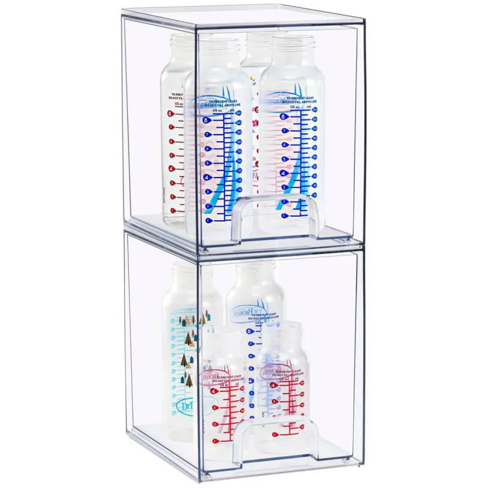 Sorbus Clear Stackable Pull-Out Storage Organizer Bins for Baby Bottles, Bathroom, Kitchen and More