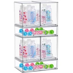 Sorbus Clear Stackable Pull-Out Storage Organizer Bins for Baby Bottles, Bathroom, Kitchen and More
