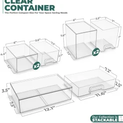 Sorbus Clear Stackable Pull-Out Storage Organizer Bins for Baby Bottles, Bathroom, Kitchen and More