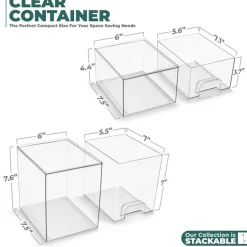 Sorbus Clear Stackable Pull-Out Storage Organizer Bins for Baby Bottles, Bathroom, Kitchen and More