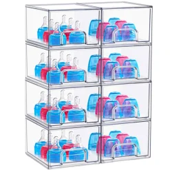 Sorbus Clear Stackable Pull-Out Storage Organizer Bins for Baby Bottles, Bathroom, Kitchen and More