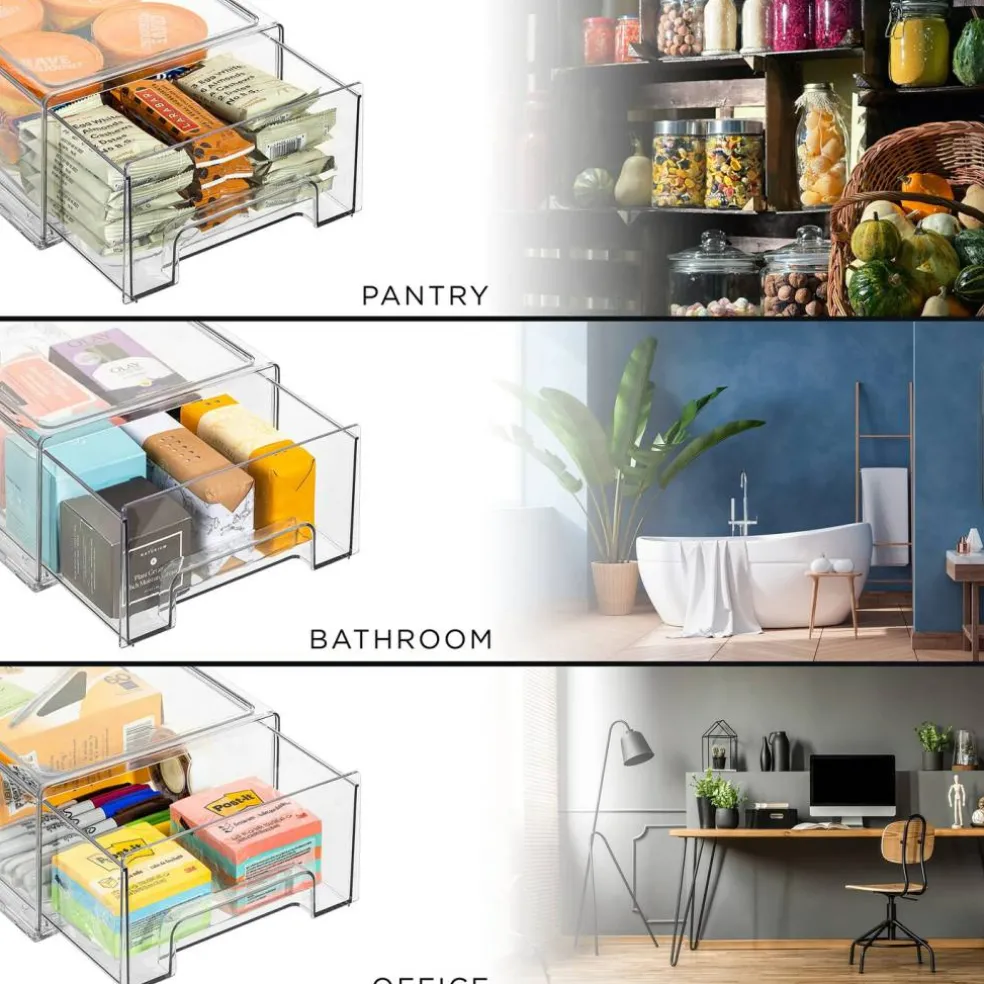 Sorbus Clear Stackable Pull Out Refrigerator Organizer Bins - for Kitchen, Refrigerator, Freezer, Organization and Storage