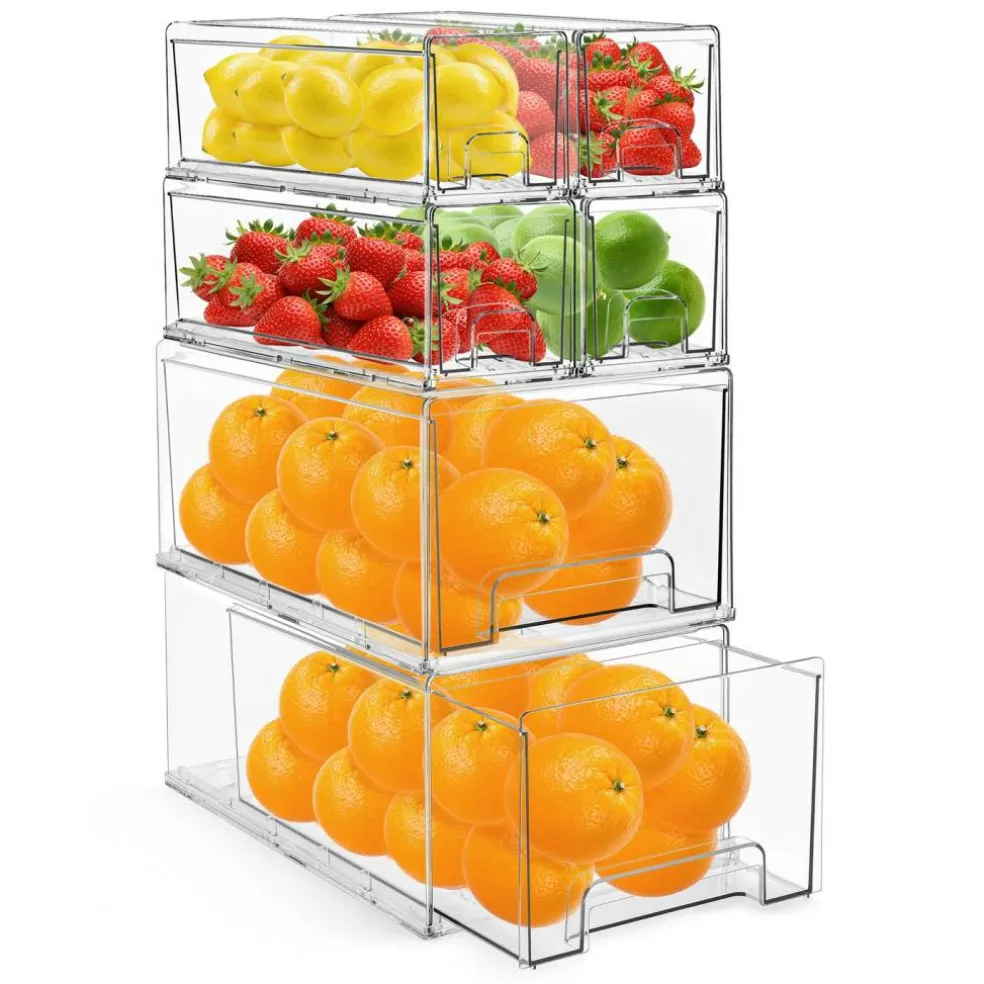 Sorbus Clear Stackable Pull Out Refrigerator Organizer Bins - for Kitchen, Refrigerator, Freezer, Organization and Storage
