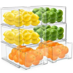 Sorbus Clear Stackable Pull Out Refrigerator Organizer Bins - for Kitchen, Refrigerator, Freezer, Organization and Storage