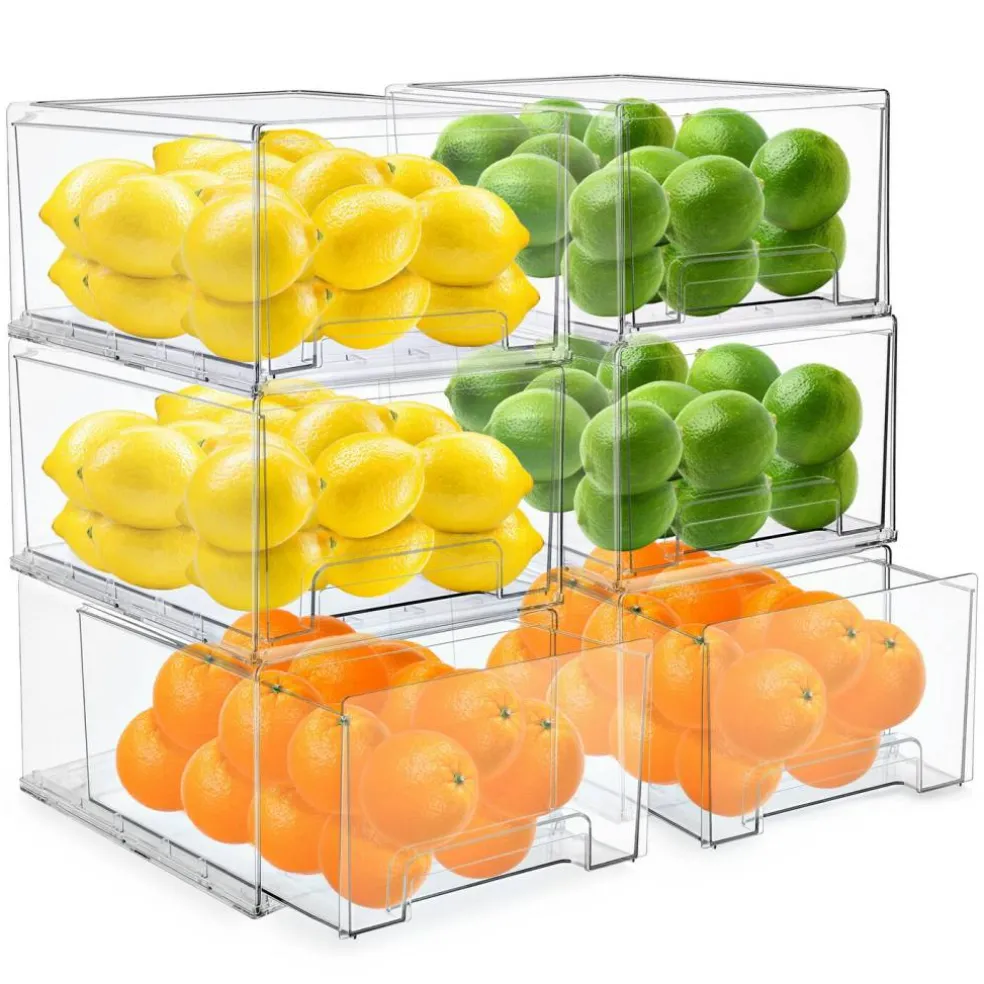 Sorbus Clear Stackable Pull Out Refrigerator Organizer Bins - for Kitchen, Refrigerator, Freezer, Organization and Storage