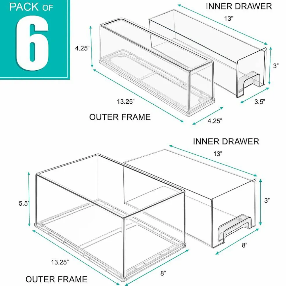 Sorbus Clear Stackable Pull Out Refrigerator Organizer Bins - for Kitchen, Refrigerator, Freezer, Organization and Storage