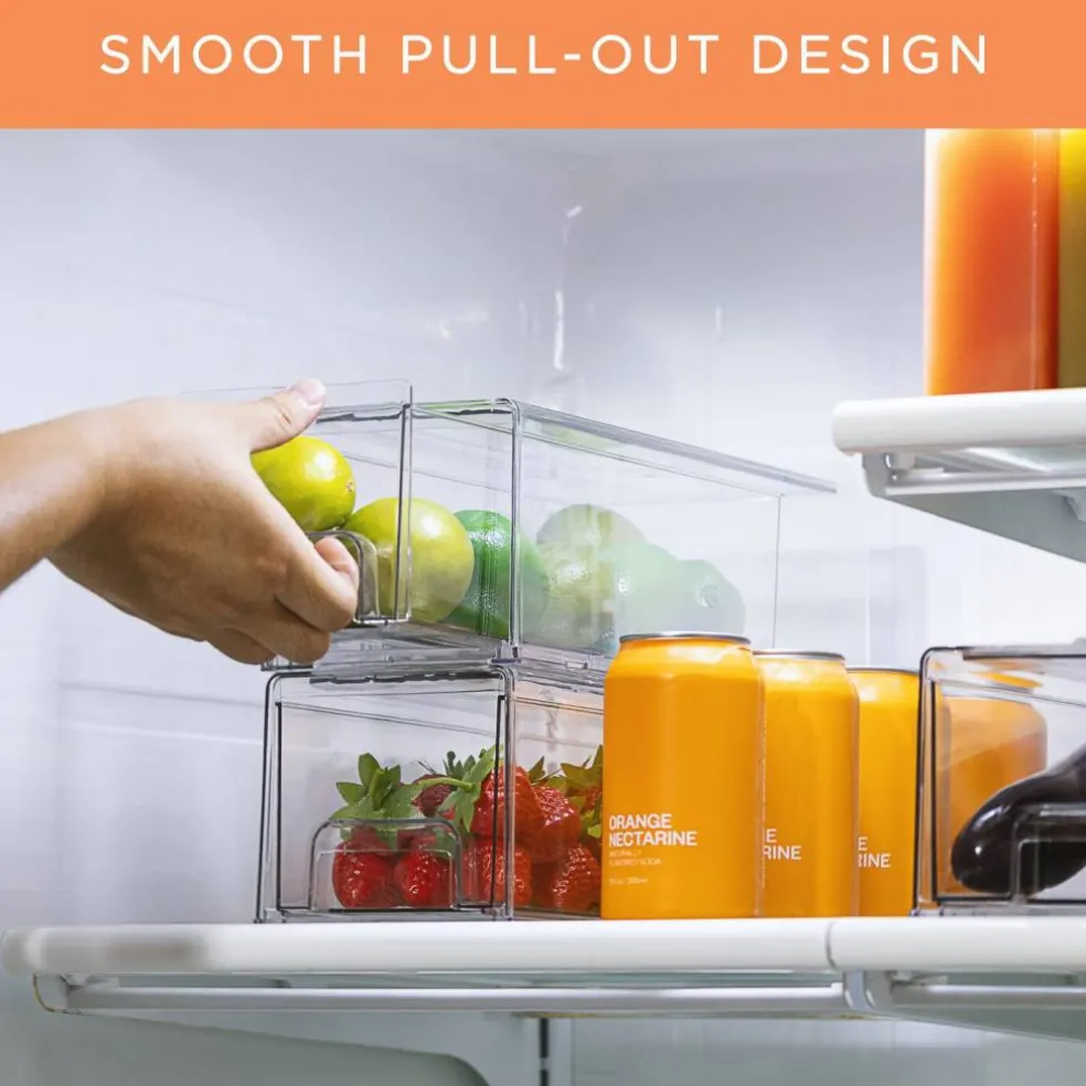 Sorbus Clear Stackable Pull Out Refrigerator Organizer Bins - for Kitchen, Refrigerator, Freezer, Organization and Storage