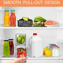 Sorbus Clear Stackable Pull Out Refrigerator Organizer Bins - for Kitchen, Refrigerator, Freezer, Organization and Storage