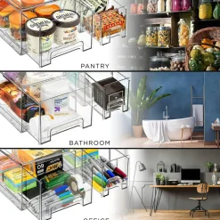 Sorbus Clear Stackable Pull Out Refrigerator Organizer Bins - for Kitchen, Refrigerator, Freezer, Organization and Storage