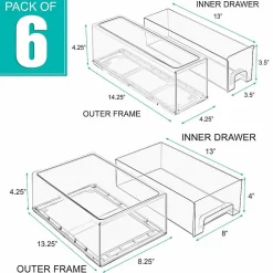 Sorbus Clear Stackable Pull Out Refrigerator Organizer Bins - for Kitchen, Refrigerator, Freezer, Organization and Storage