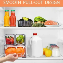 Sorbus Clear Stackable Pull Out Refrigerator Organizer Bins - for Kitchen, Refrigerator, Freezer, Organization and Storage