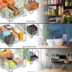 Sorbus Clear Stackable Pull Out Refrigerator Organizer Bins - for Kitchen, Refrigerator, Freezer, Organization and Storage
