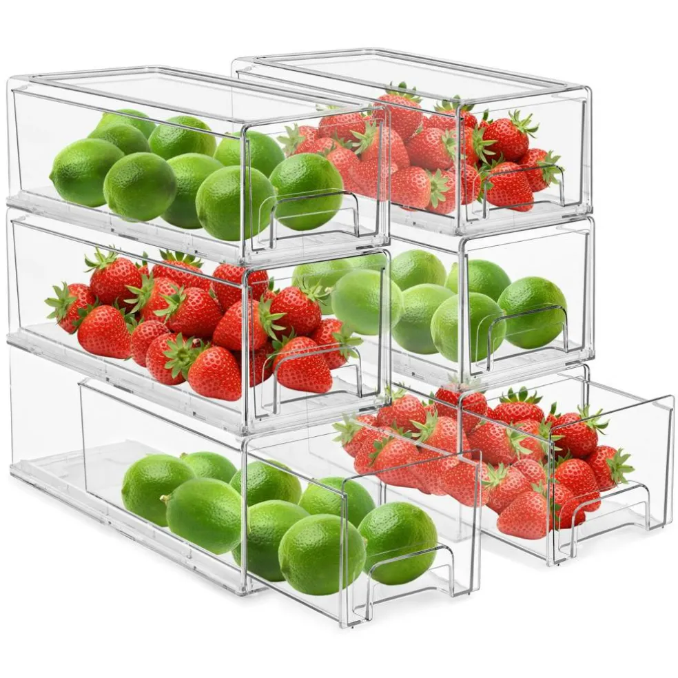 Sorbus Clear Stackable Pull Out Refrigerator Organizer Bins - for Kitchen, Refrigerator, Freezer, Organization and Storage