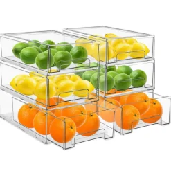 Sorbus Clear Stackable Pull Out Refrigerator Organizer Bins - for Kitchen, Refrigerator, Freezer, Organization and Storage