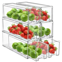 Sorbus Clear Stackable Pull Out Refrigerator Organizer Bins - for Kitchen, Refrigerator, Freezer, Organization and Storage