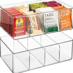 Sorbus Clear Storage Bins with 3 Dividers