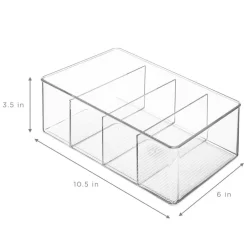 Sorbus Clear Storage Bins with 3 Dividers