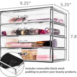 Sorbus 4-Drawer Makeup & Jewelry Storage Case