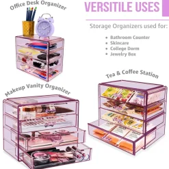 Sorbus 4-Drawer Makeup & Jewelry Storage Case