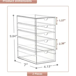 Sorbus 10 Drawers Acrylic Organizer for Makeup, Organization and Storage, Art Supplies, Jewelry, Stationary - 2 Pcs Clear Stackable Storage Drawers