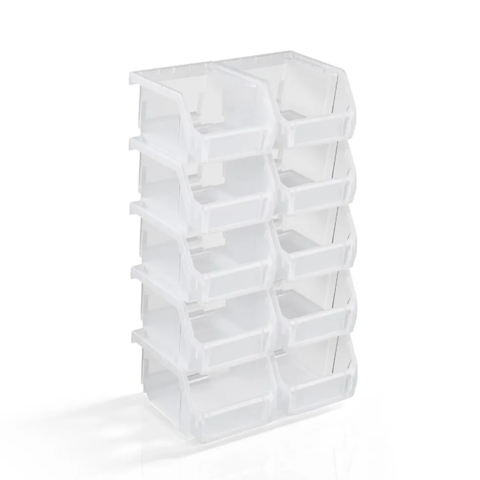 Sorbus Extra Small Open Front Stackable Garage Storage Bin – Heavy Duty Plastic Organizer Tote for Tools, Hardware & Shelving