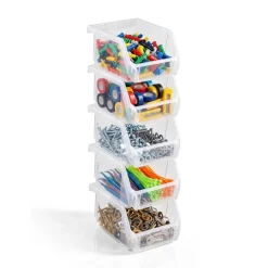 Sorbus Extra Small Open Front Stackable Garage Storage Bin – Heavy Duty Plastic Organizer Tote for Tools, Hardware & Shelving