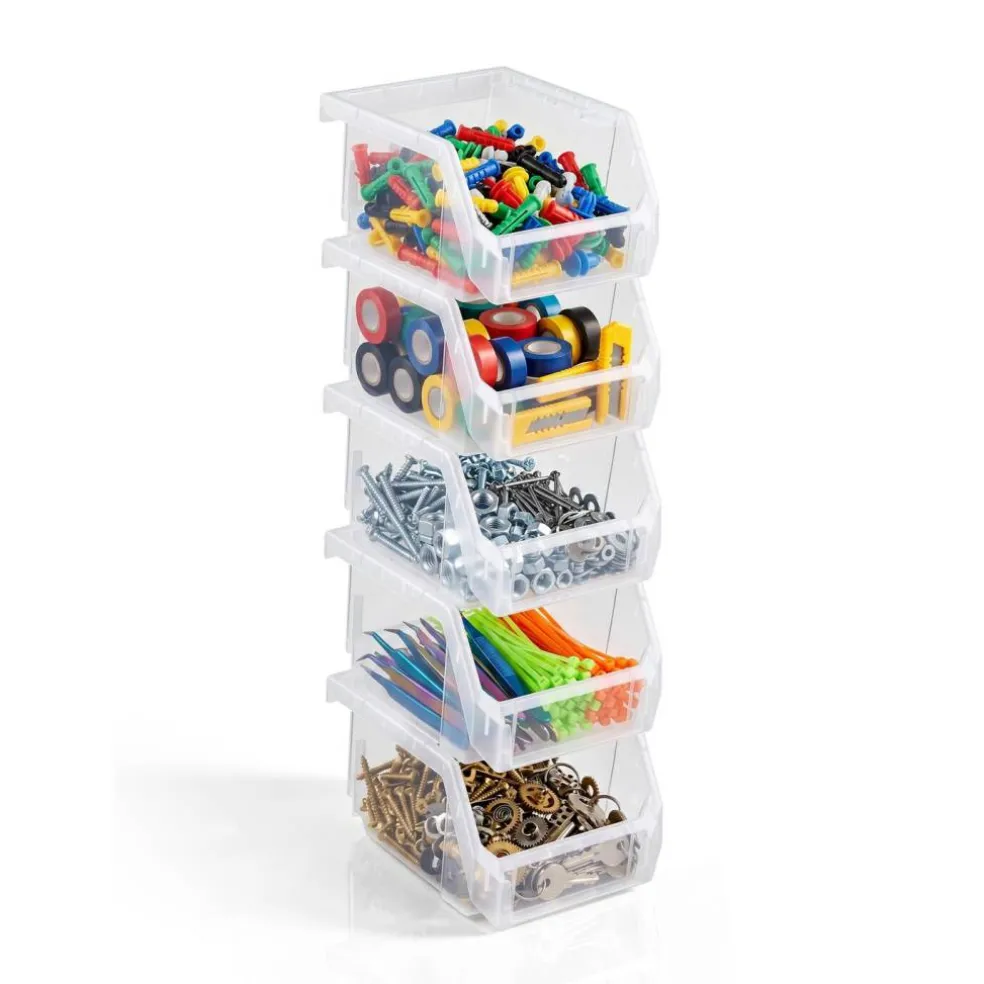 Sorbus Extra Small Open Front Stackable Garage Storage Bin – Heavy Duty Plastic Organizer Tote for Tools, Hardware & Shelving