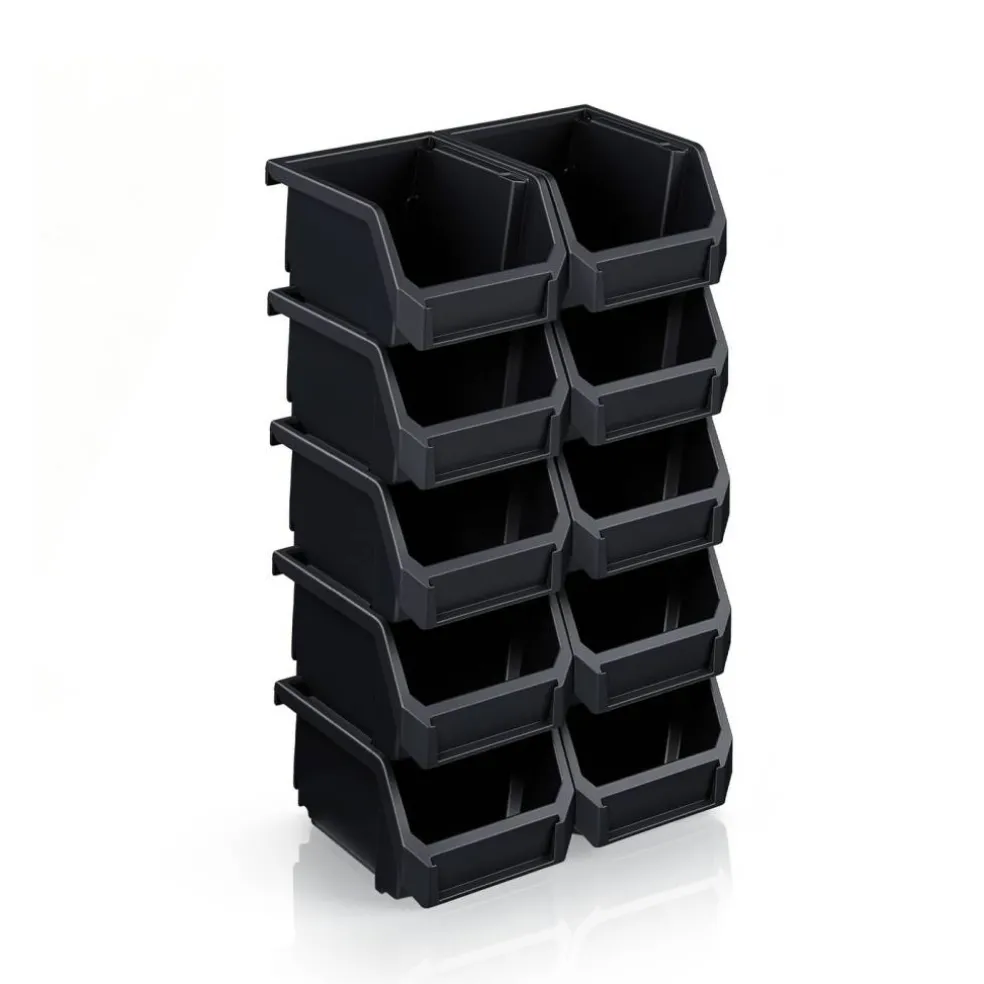 Sorbus Extra Small Open Front Stackable Garage Storage Bin – Heavy Duty Plastic Organizer Tote for Tools, Hardware & Shelving