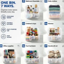 Sorbus Extra Small Open Front Stackable Garage Storage Bin – Heavy Duty Plastic Organizer Tote for Tools, Hardware & Shelving