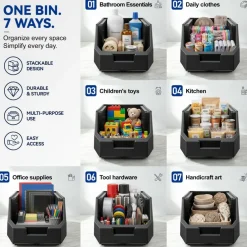 Sorbus Extra Small Open Front Stackable Garage Storage Bin – Heavy Duty Plastic Organizer Tote for Tools, Hardware & Shelving