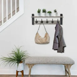 Sorbus Floating Wall Shelf with Hooks for Entryway, Bathroom, Bedroom, Kitchen, or Mudroom