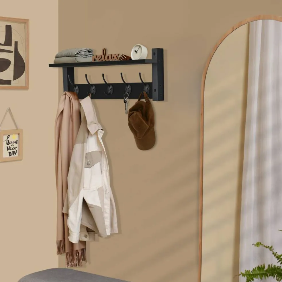 Sorbus Floating Wall Shelf with Hooks for Entryway, Bathroom, Bedroom, Kitchen, or Mudroom
